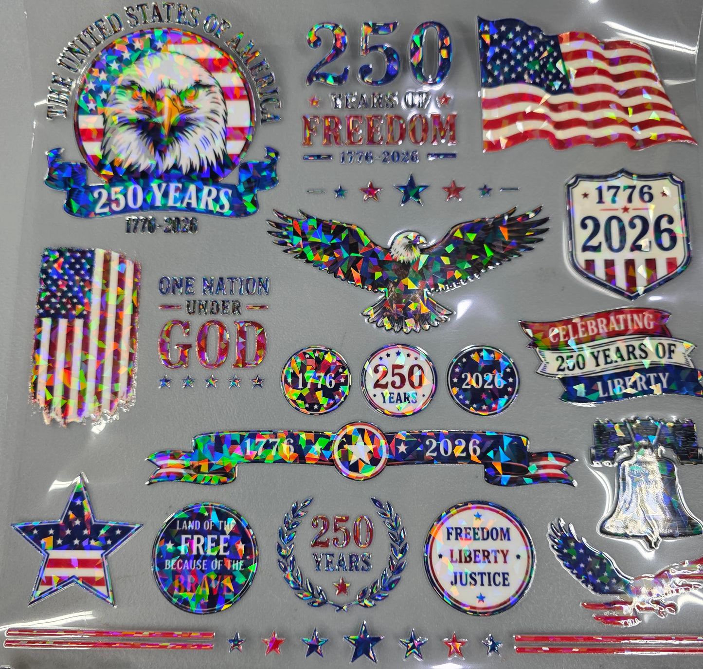 UVDTF Shattered Holographic 250 Years America 11"x11"