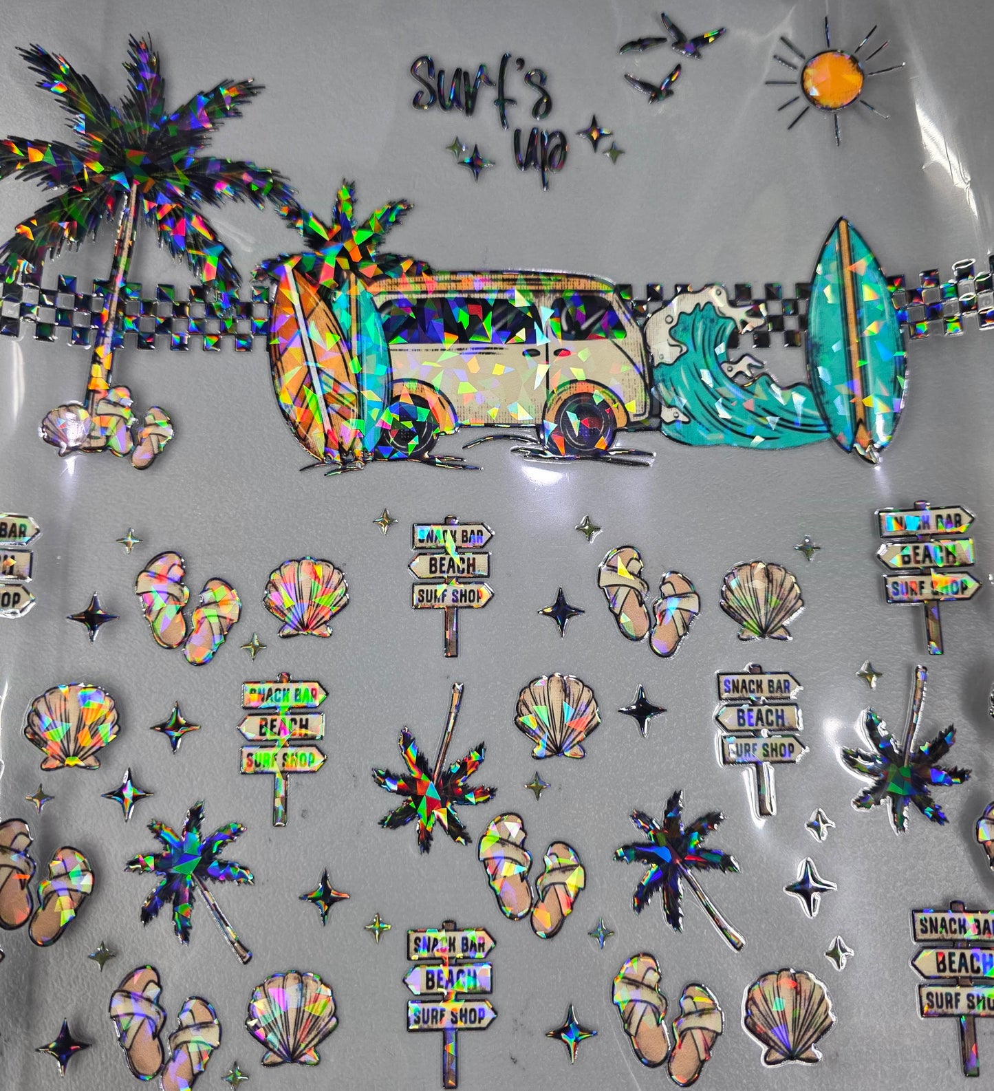 UVDTF Shattered Holographic Surfs Up 11"x11"