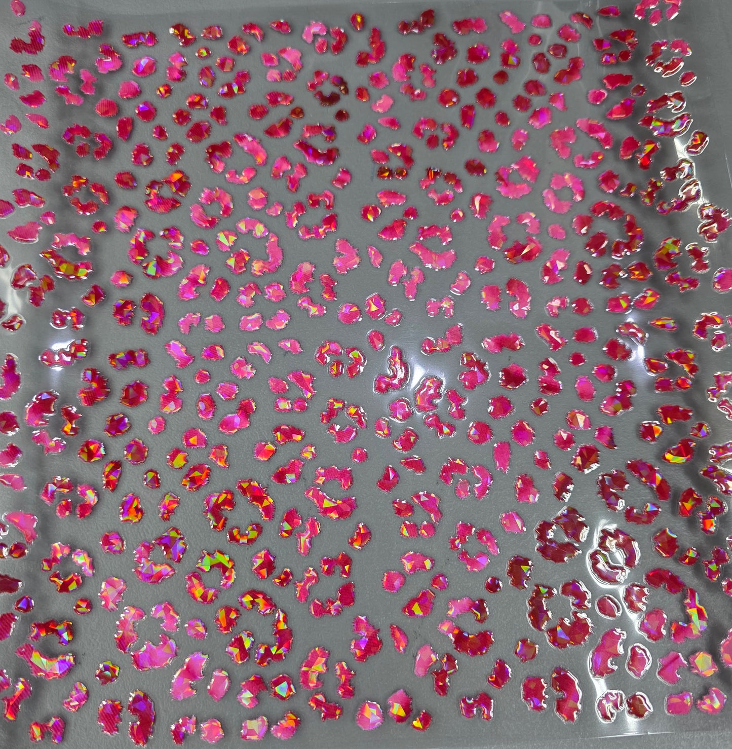 UVDTF Shattered Holographic Pink Small Leopard Print 11"x11"