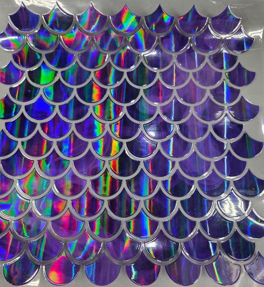 UVDTF Laser Holographic Purple Swirls Mermaid Scales 11"x11"