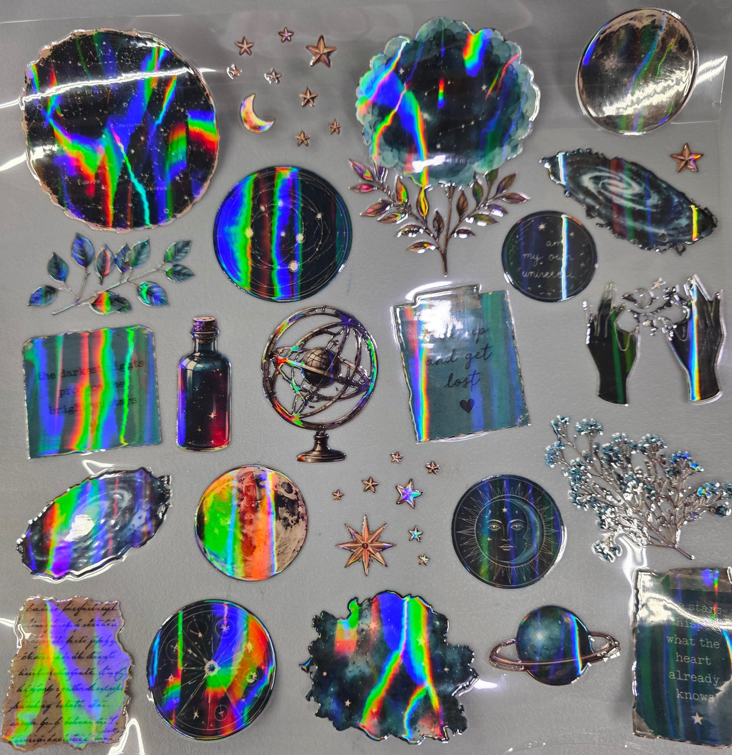 UVDTF Laser Holographic Darkest Nights Produce Brightest Stars 11"x11"