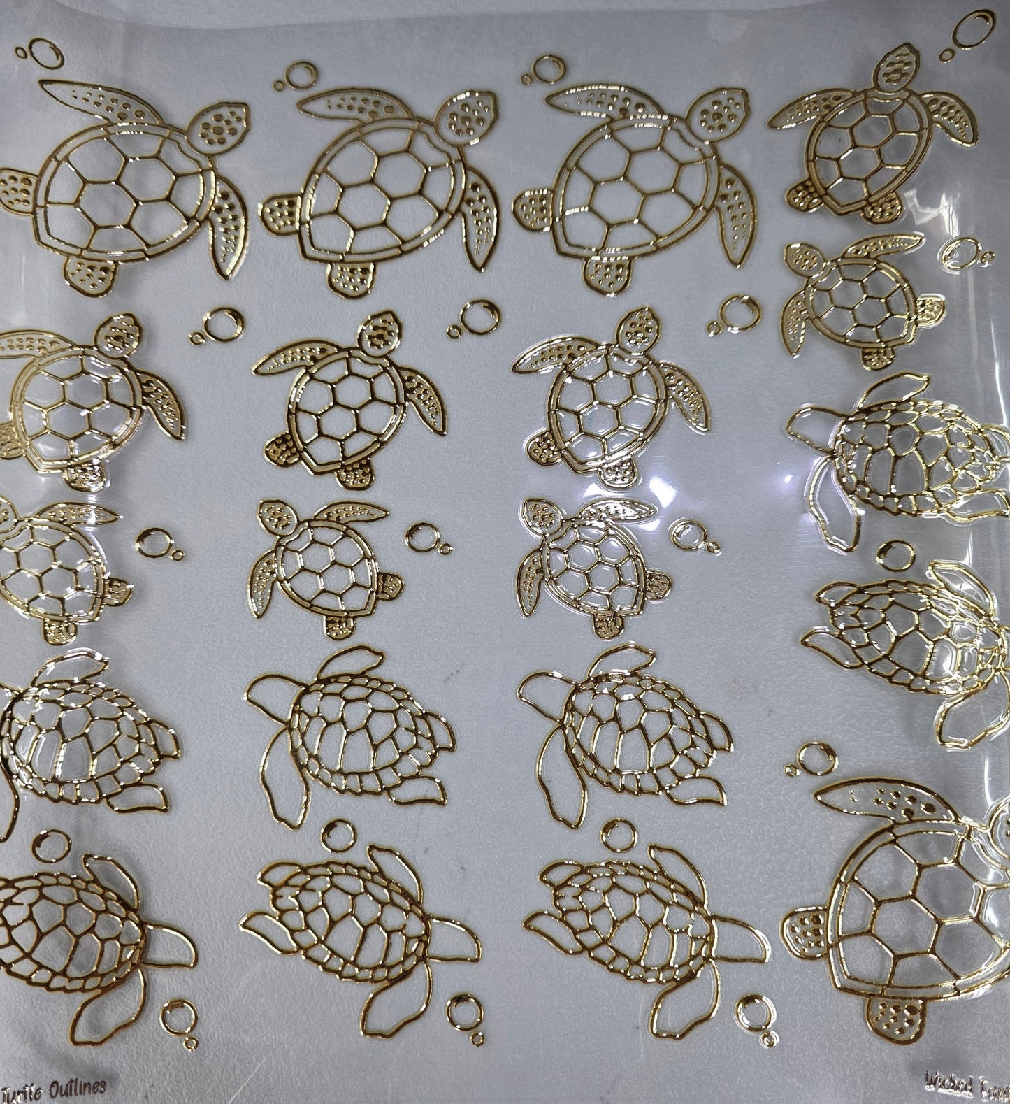 UVDTF Champagne Metallic Sea Turtle Outlines 11"x11"