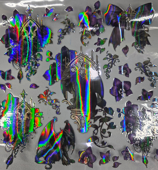 UVDTF Laser Holographic Purple Orchid Gargoyle 11"x11