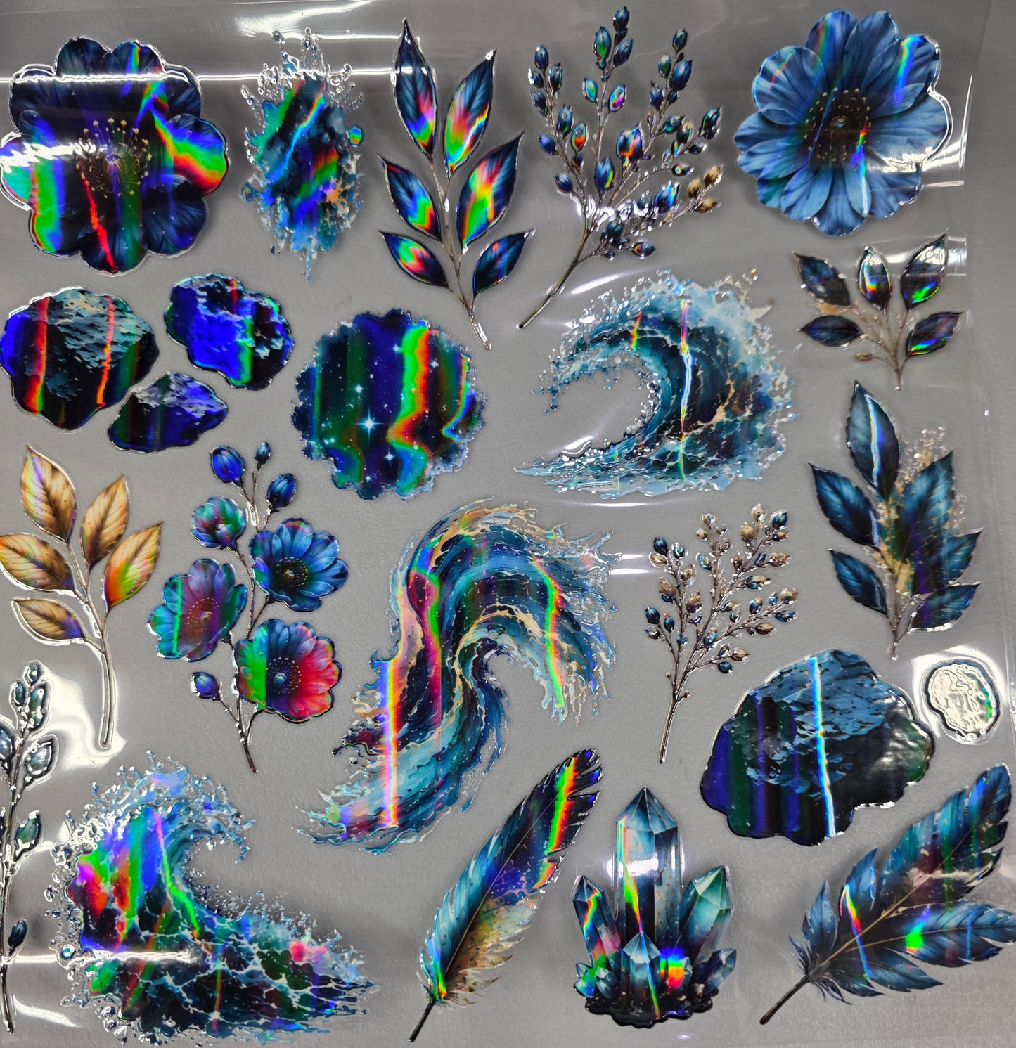 UVDTF Laser Holographic Blue Beach Night 11"x11"