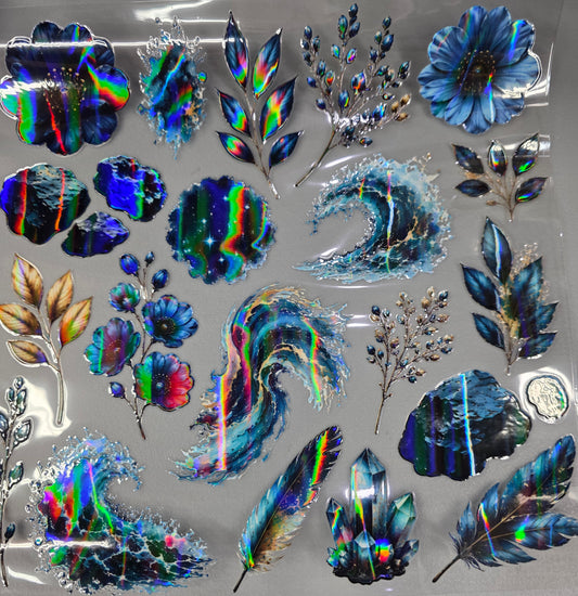 UVDTF Laser Holographic Blue Beach Night 11"x11"
