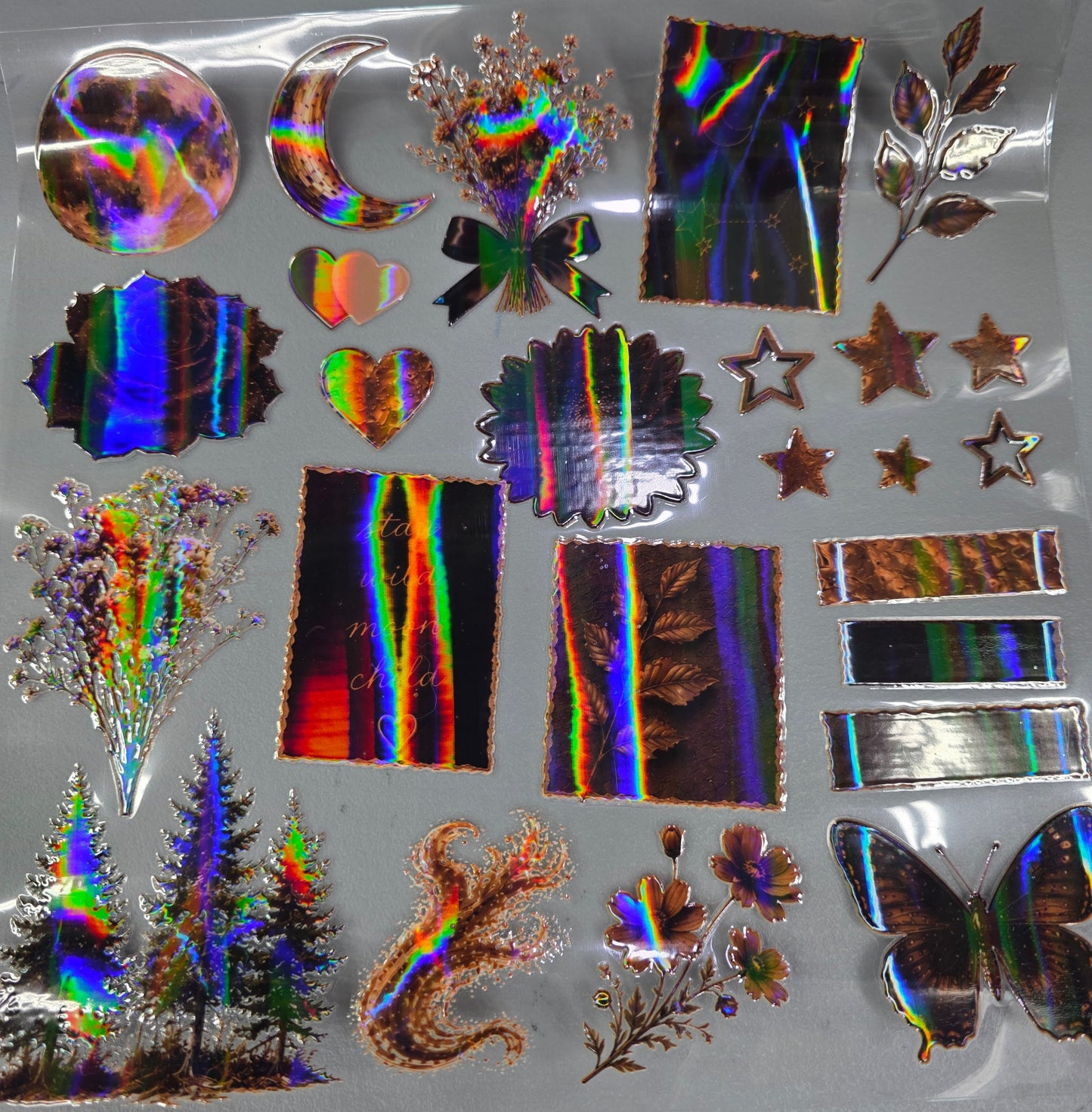 UVDTF Shattered Holographic Chocolate Stay Wild Moon Child 11"x11"