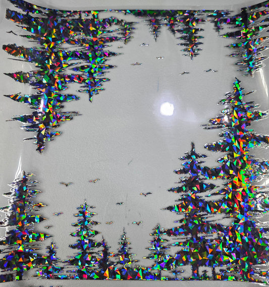 UVDTF Shattered Holographic Black Forest Treeline 11"x11"