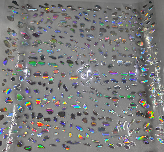 UVDTF Laser Silver Holographic Cheeta Print 11"x11"