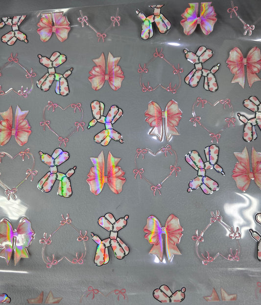 UVDTF Laser Holographic Balloon Dogs and Bows 11"x11"