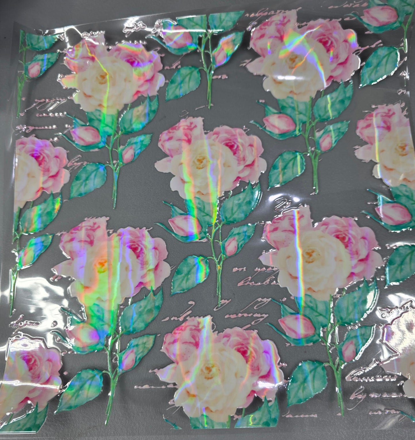 UVDTF Laser Holographic Floral Journal 11"x11"