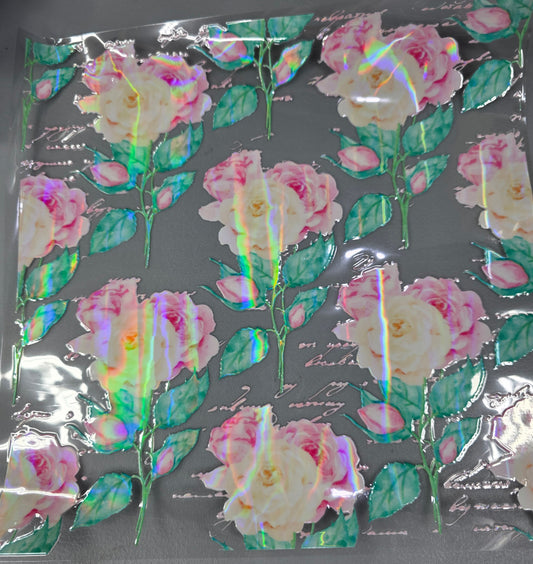 UVDTF Laser Holographic Floral Journal 11"x11"