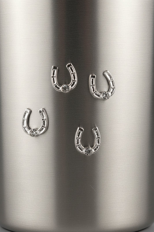 Silver Horse Shoes Tumbler Embellishment Nail Charm 15mm