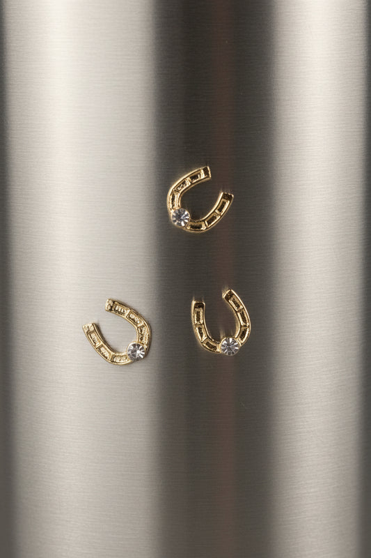 Golden Horse Shoes Tumbler Embellishment Nail Charm 15mm