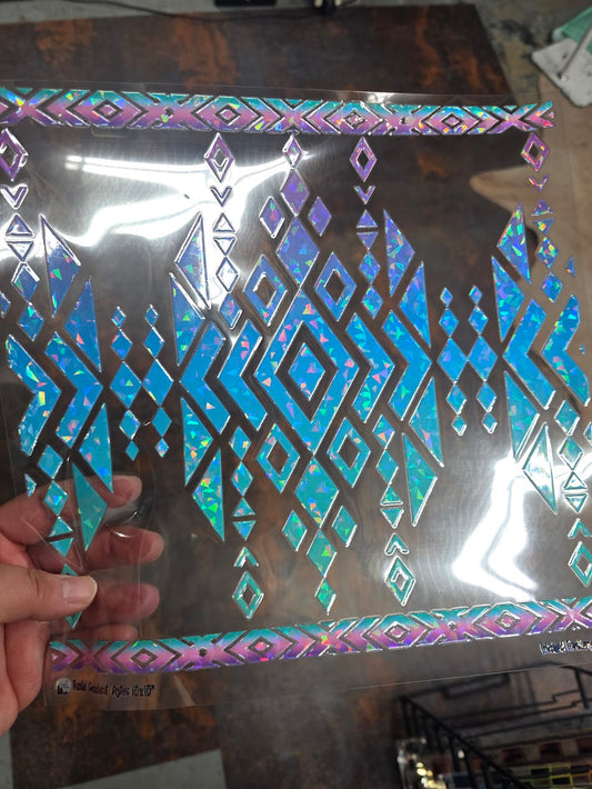 UVDTF Shattered Holographic Pastel Gradient Aztec 11"x11"