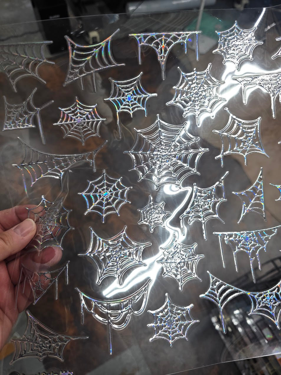 UVDTF Laser Holographic Draped Spider Webs 11"x11"