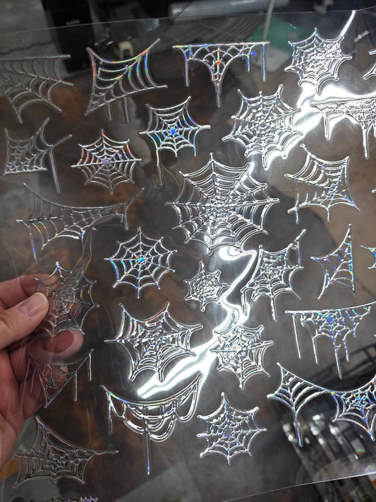 UVDTF Laser Holographic Draped Spider Webs 11"x11"