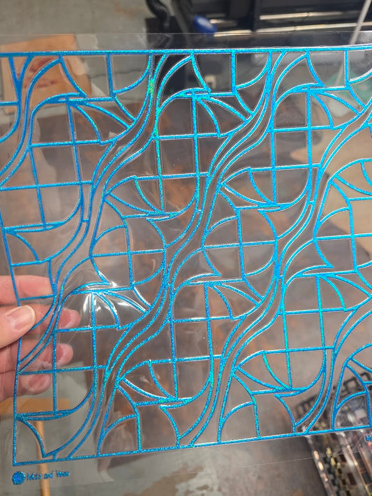 UVDTF Prism Blue Holographic Petals and Vines 11"x11"