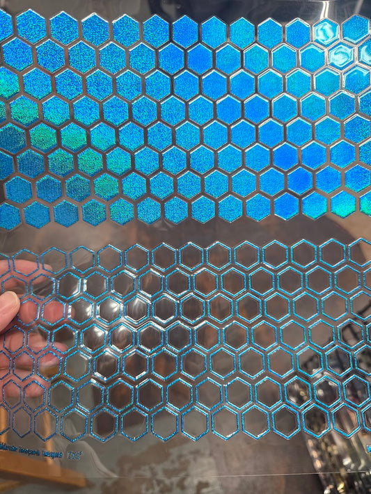 UVDTF Prism Blue Holographic Honeycomb Hexagons 11"x11"