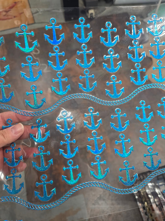 UVDTF Prism Blue Holographic Anchors 11"x11"