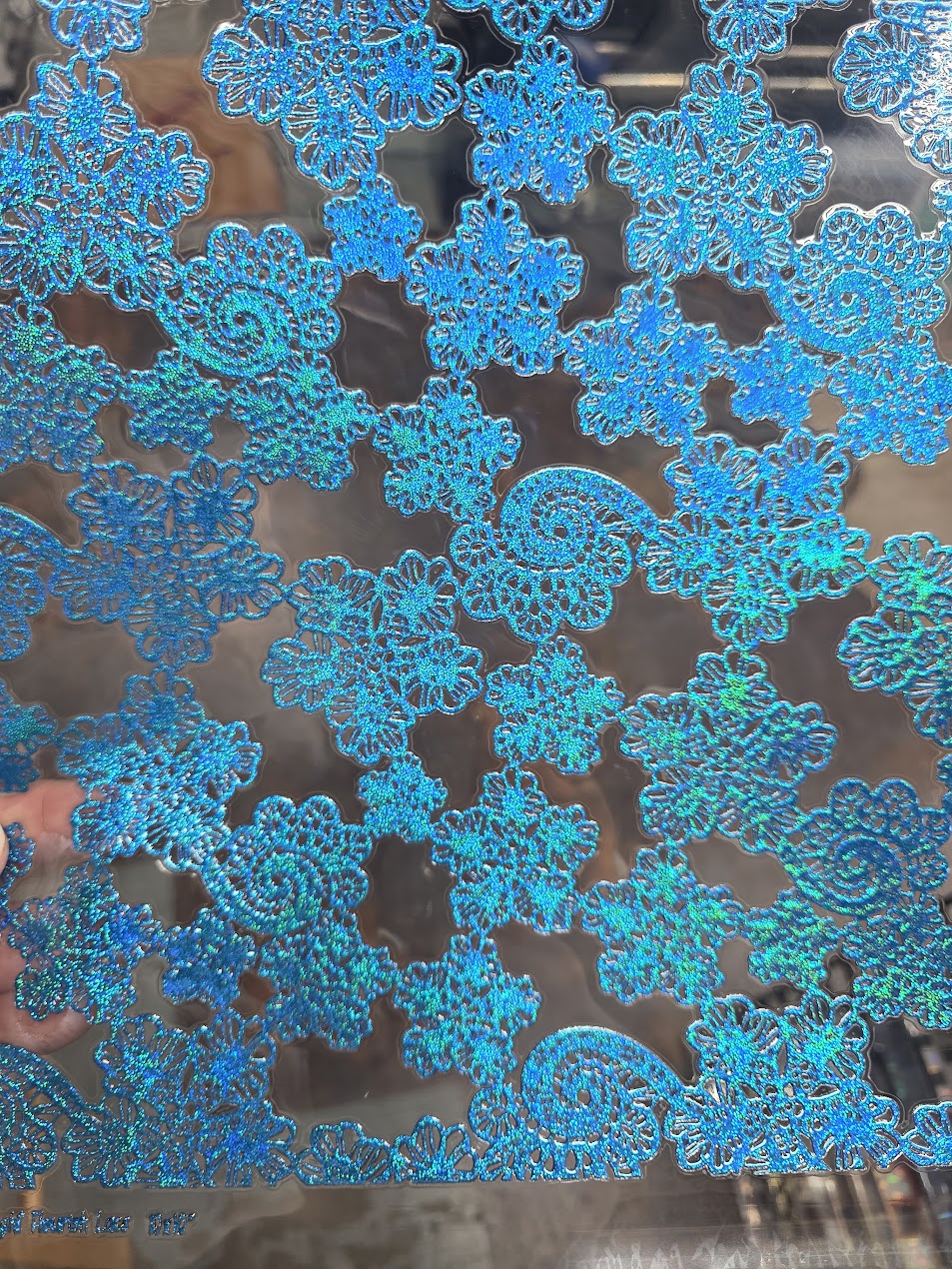 UVDTF Prism Blue Holographic Midnight Flourish Lace 11"x11"