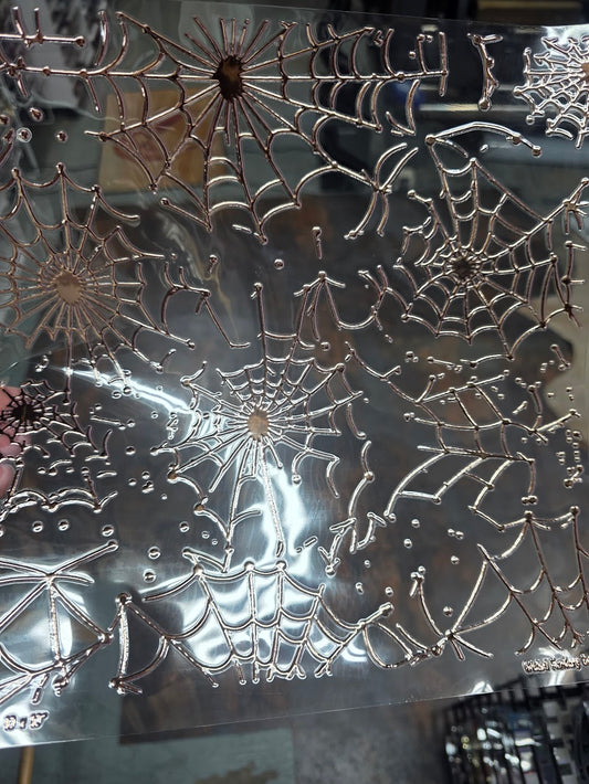 UVDTF Champagne Metallic Spider Webs 11"x11"