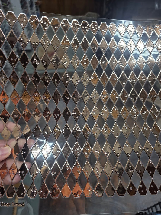 UVDTF Champagne Metallic Grunge Diamonds 11"x11"