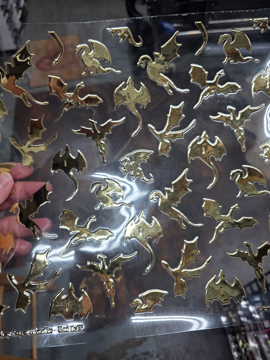 UVDTF Champagne Metallic Flying Dragon Silhouettes 11"x11"