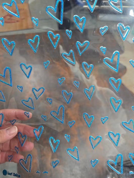 UVDTF Prism Blue Holographic Heart Sketches 11"x11"