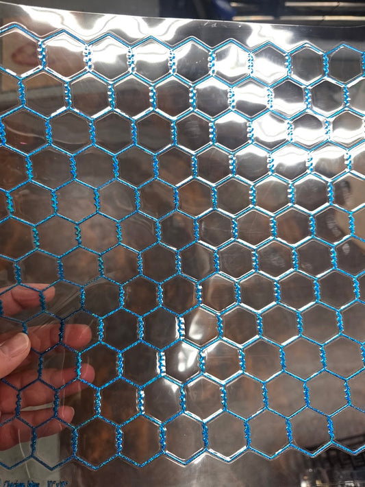 UVDTF Prism Blue Holographic Chicken Wire 11"x11"