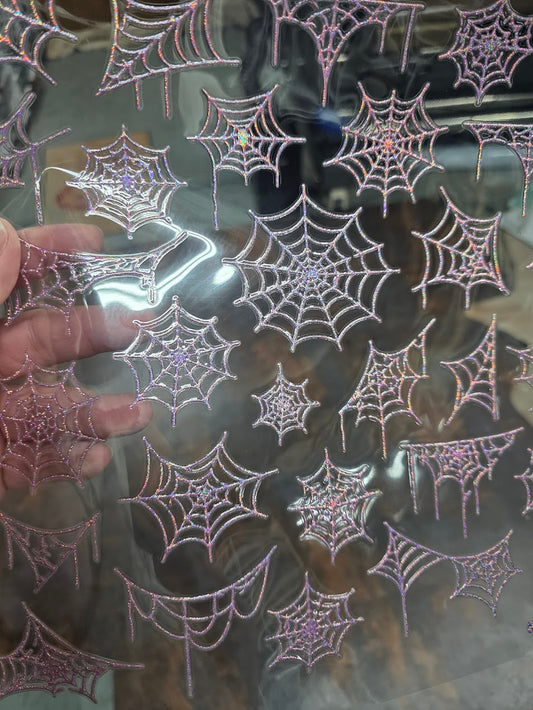 UVDTF Prism Rose Holographic Draped Spiderwebs 11"x11"