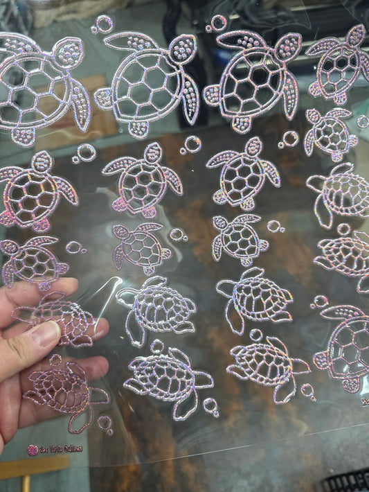 UVDTF Prism Rose Holographic Sea Turtle Outlines 11"x11"