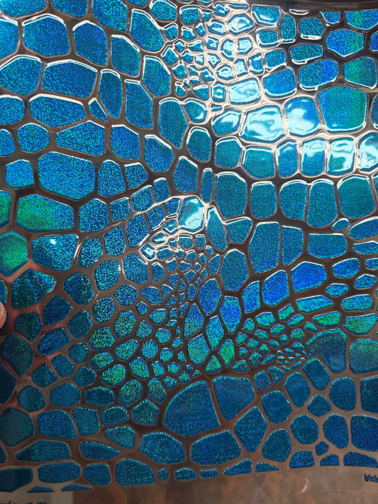 UVDTF Prism Blue Holographic Crocodile Overlay 11"x11"