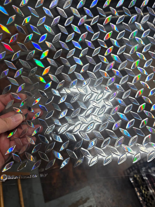 UVDTF Laser Holographic Silver Diamond Plate 11"x11"