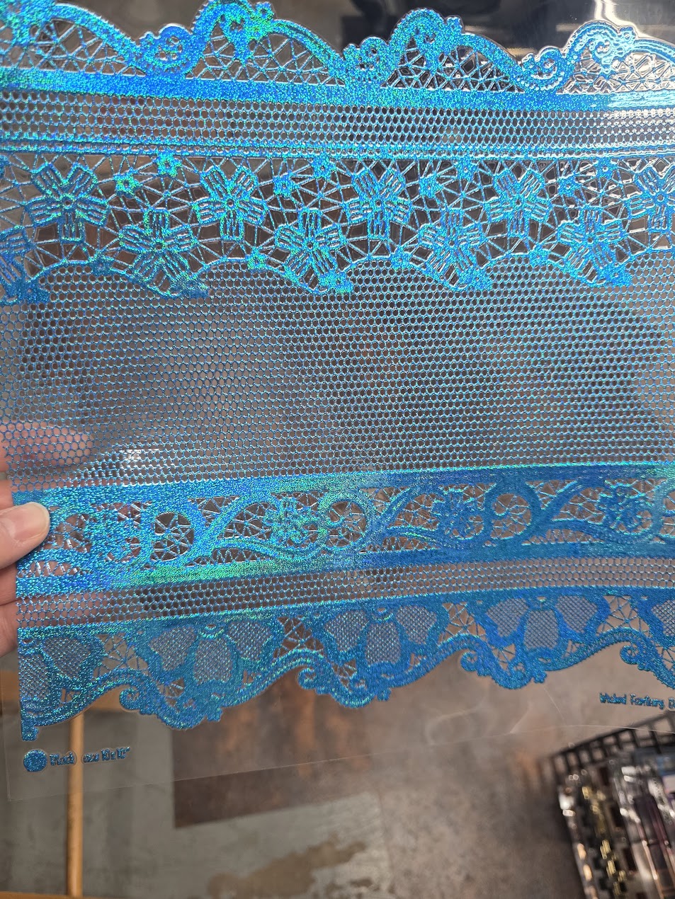 UVDTF Prism Blue Holographic Lace 11"x11"