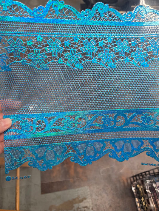 UVDTF Prism Blue Holographic Lace 11"x11"