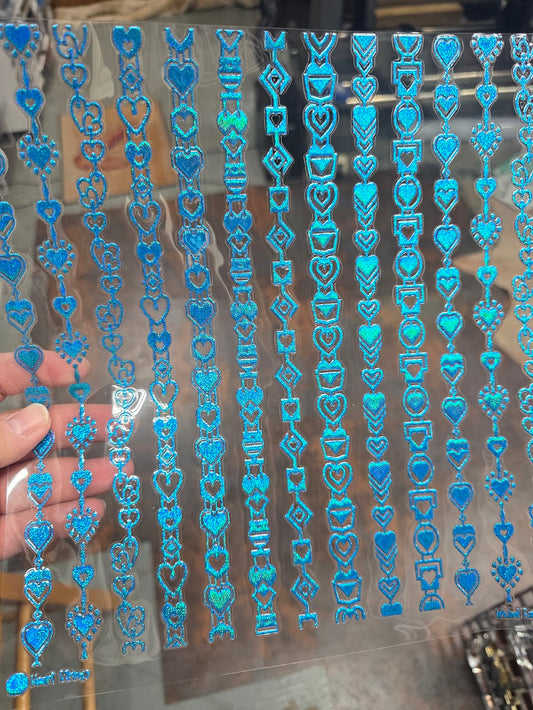 UVDTF Prism Blue Holographic Heart Strings 11"x11"
