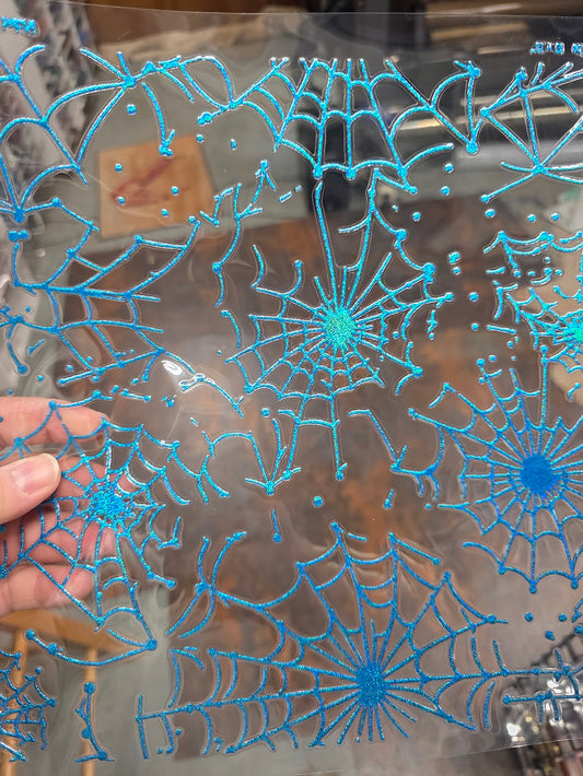 UVDTF Prism Blue Holographic Spider Webs 11"x11"