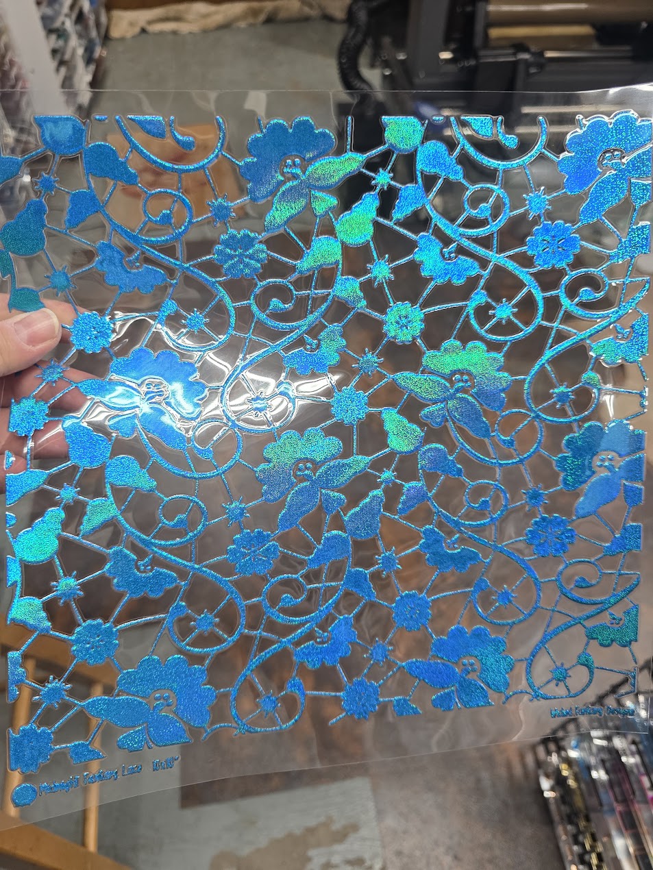 UVDTF Prism Blue Holographic Midnight Fantasy Lace 11"x11"