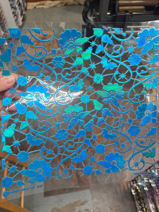 UVDTF Prism Blue Holographic Midnight Fantasy Lace 11"x11"