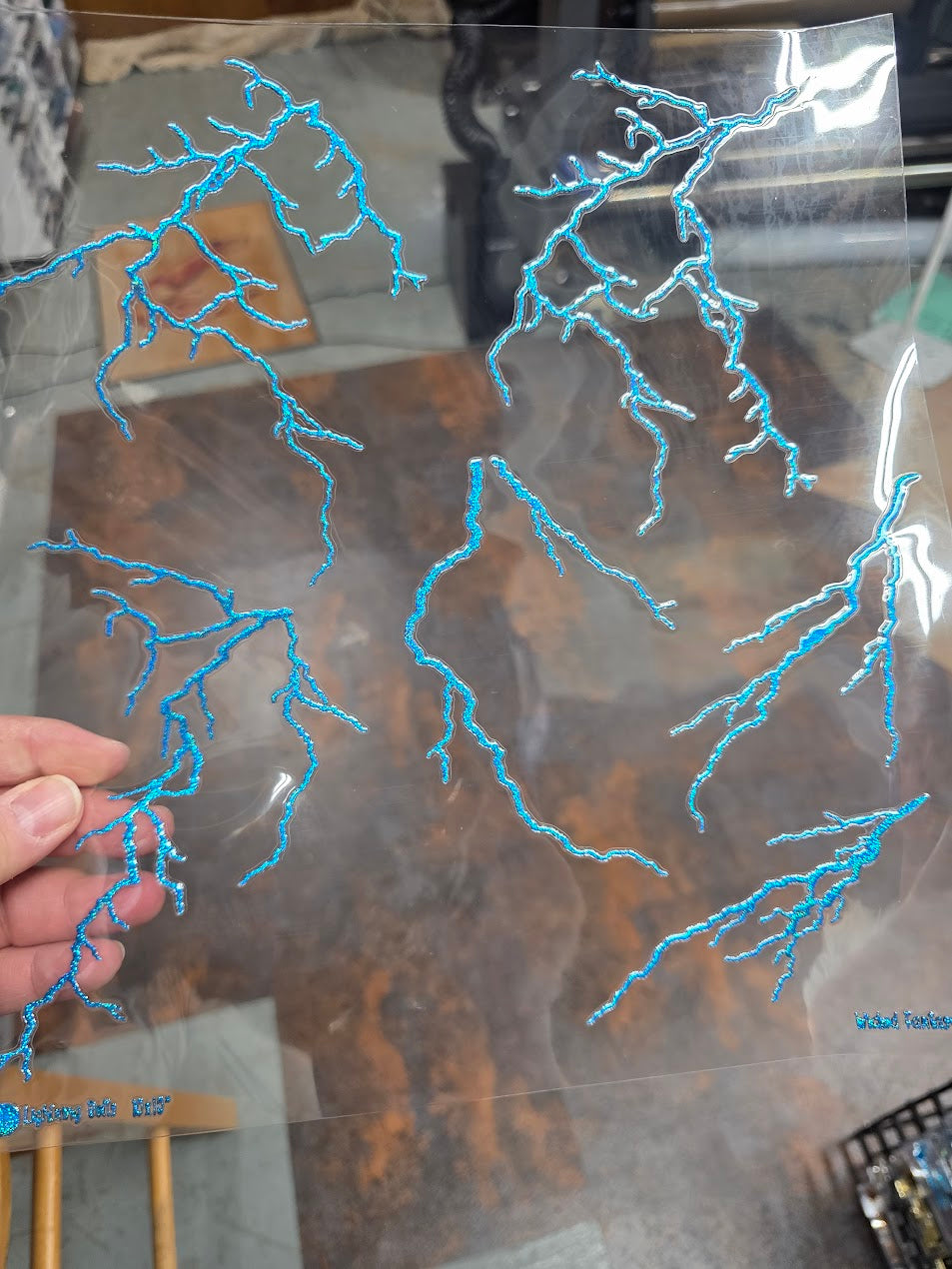 UVDTF Prism Blue Holographic Lightning 11"x11"