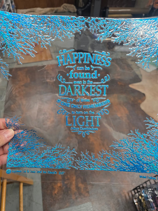 UVDTF Prism Blue Holographic Happiness Can Be Found 11"x11"