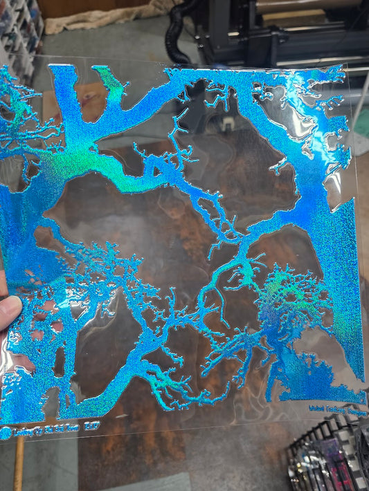UVDTF Prism Blue Holographic Look Up Oak Trees 11"x11"