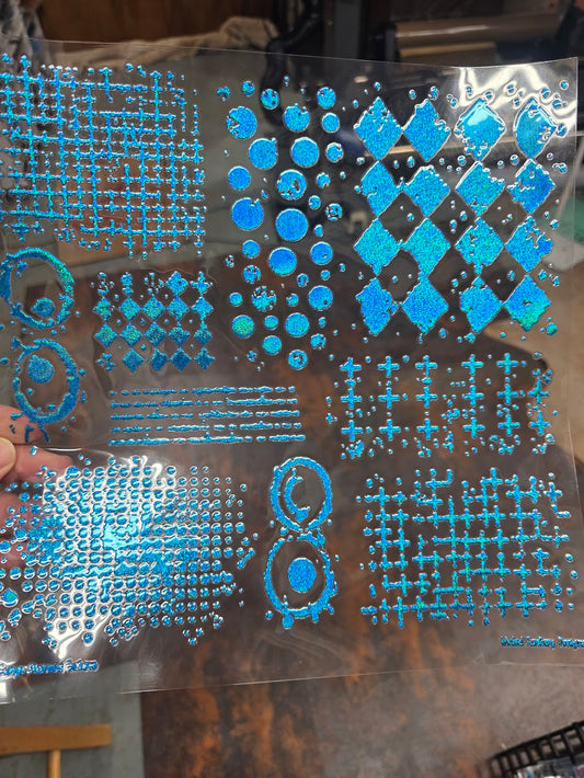 UVDTF Prism Blue Holographic Grunge Diamond Textures 11"x11"