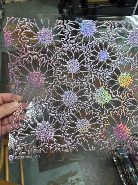 UVDTF Prism Rose Holographic Sunflower Outlines 11"x11"