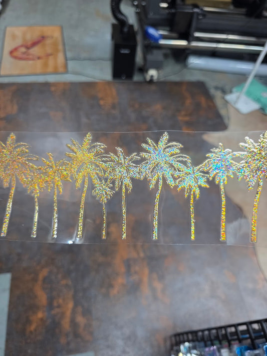 UVDTF Prism Gold Holographic Palm Tree Border 11"
