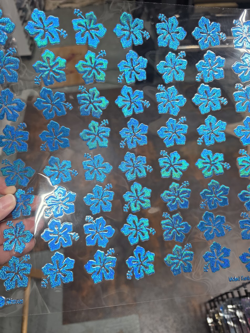 UVDTF Prism Blue Holographic Hibiscus 11"x11"