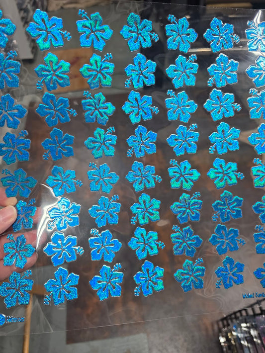 UVDTF Prism Blue Holographic Hibiscus 11"x11"