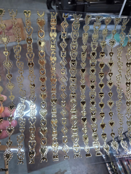 UVDTF Champagne Metallic Heart Strings 11"x11"
