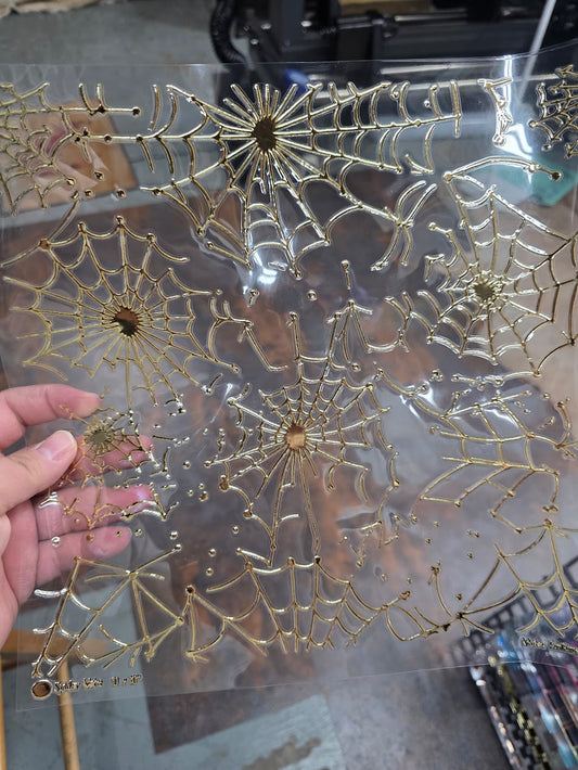 UVDTF Champagne Metallic Spider Webs 11"x11"