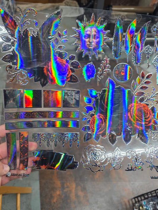 UVDTF Laser Holographic Eclipse and Ember 11"x11"